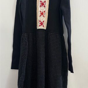 Hanna Andersson Black Sweater with Floral Embroidery Sz 12